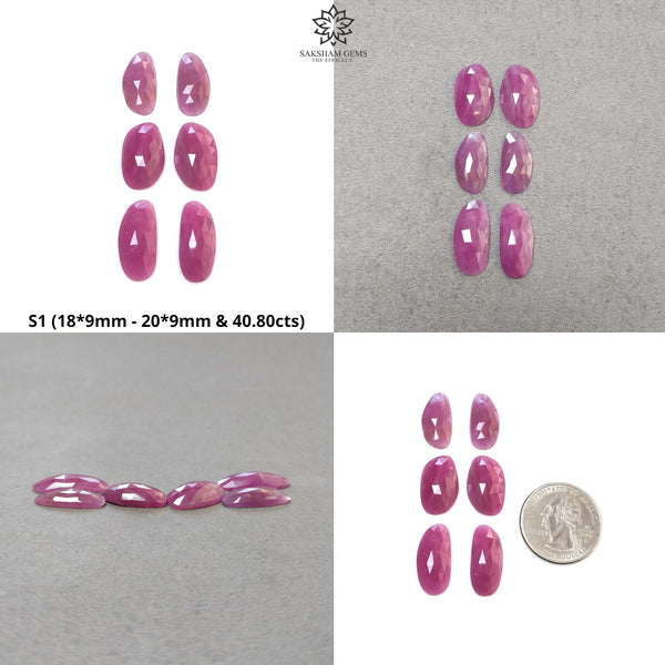 गुलाबी नीलम रत्न गुलाब कट: प्राकृतिक अनुपचारित बिना गरम नाशपाती अंडाकार और असमान आकार बहुत सारे