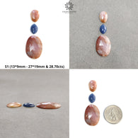 Pink & Blue Sapphire Gemstone Rose Cut : Natural Untreated Unheated Pear Oval And Marquise Shape 3pcs Sets For Jewelry