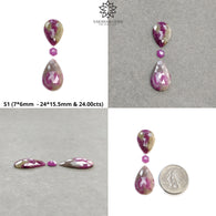 Multi Sapphire Gemstone Rose Cut : Natural Untreated Unheated Sapphire Bi-Color Pear Hexagon Shape 3pcs Sets For Jewelry