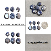 Silver Blue Sheen Sapphire Gemstone Normal & Rose Cut : Natural Untreated Unheated Sapphire Both Side Cut Uneven Egg Shape