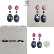 Blue Silver & Multi Sapphire Gemstone Rose Cut : Natural Untreated Unheated Sapphire Cushion And Oval Shape 6pcs Sets