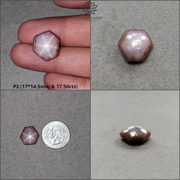 Milky Star Ruby Gemstone Cabochon : 15cts - 17cts Natural Untreated Unheated 6Ray Star Ruby Hexagon Shape