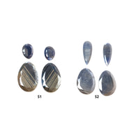 Chocolate & Blue Silver Sheen Sapphire Gemstone Normal Cut : Natural Untreated Golden Brown Sapphire Egg And Pear Shape 4pcs Set