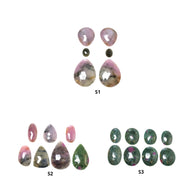 Multi Sapphire Gemstone Rose Cut : Natural Untreated Unheated Oval Pear And Triangle Shape Sets
