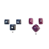 Ruby & Blue Sapphire Gemstone Checker Cut : Natural Untreated Unheated Ruby Sapphire Square And Cushion Shape 3pcs Sets