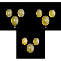 Yellow Opal Gemstone Cabochon : Natural Untreated Untreated Opal Oval Shape 3pcs Sets