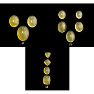 Yellow Opal Gemstone Cabochon : Natural Untreated Untreated Opal Oval Cushion & Triangle Shape 3pcs Sets