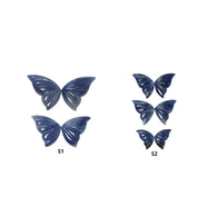 Blue Sapphire Gemstone Carving : Natural Untreated Sapphire Hand Carved Butterfly Sets