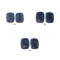 Blue Sapphire Gemstone Carving : Natural Untreated Unheated Blue Sapphire Hand Carved Cushion Shape Pair