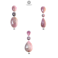 Pink Sapphire Gemstone Rose Cut & Cabochon : Natural Untreated Unheated Round Oval And Pear Shape 3pcs Sets
