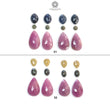 Pink & Yellow Blue Sapphire Gemstone Rose Cut : Natural Untreated Unheated Pear Oval Round And Marquise Shape 12pcs Sets For Jewelry