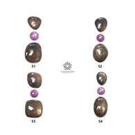Golden Brown CHOCOLATE And PINK SAPPHIRE Gemstone Rose Cut : Natural Untreated Round Cushion & Uneven Shape 3pcs