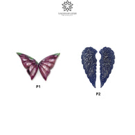Blue Sapphire & Zoisite Ruby Gemstone Carving : Natural Untreated Unheated Sapphire, Ruby Hand Carved Butterfly And Angel Wings Pairs