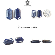 Blue Sheen Sapphire Gemstone Normal Cut : Natural Untreated Unheated Sapphire Marquise Hexagon Uneven Shape Sets