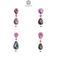 Multi Sapphire Gemstone Rose Cut : Natural Untreated Unheated Sapphire Bi-Color Pear Hexagon Shape 3pcs Sets For Jewelry