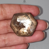 Star Sapphire Gemstone Cabochon: 75.90cts Natural Untreated Golden Brown Chocolate 6Ray Star Sapphire Hexagon Shape 31*26.5mm 1pc