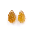 Citrine Gemstone Carving: 22.70cts Natural Untreated Unheated Yellow Citrine Hand Carved Teardrops Shape 17mm Pair November Birthstone