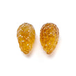 Citrine Gemstone Carving: 22.70cts Natural Untreated Unheated Yellow Citrine Hand Carved Teardrops Shape 17mm Pair November Birthstone