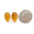 Citrine Gemstone Carving: 22.70cts Natural Untreated Unheated Yellow Citrine Hand Carved Teardrops Shape 17mm Pair November Birthstone