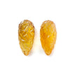 Citrine Gemstone Carving: 43.40cts Natural Untreated Unheated Yellow Citrine Hand Carved Teardrops Shape 25mm Pair November Birthstone