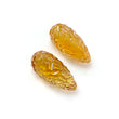 Citrine Gemstone Carving: 43.40cts Natural Untreated Unheated Yellow Citrine Hand Carved Teardrops Shape 25mm Pair November Birthstone