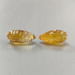 Citrine Gemstone Carving: 43.40cts Natural Untreated Unheated Yellow Citrine Hand Carved Teardrops Shape 25mm Pair November Birthstone