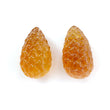 Citrine Gemstone Carving: 57.20cts Natural Untreated Yellow Citrine Hand Carved Teardrops Shape 24mm - 25mm 2pcs November Birthstone