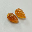 Citrine Gemstone Carving: 57.20cts Natural Untreated Yellow Citrine Hand Carved Teardrops Shape 24mm - 25mm 2pcs November Birthstone