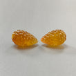 Citrine Gemstone Carving: 57.20cts Natural Untreated Yellow Citrine Hand Carved Teardrops Shape 24mm - 25mm 2pcs November Birthstone