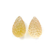 Citrine Gemstone Carving: 61.70cts Natural Untreated Unheated Yellow Citrine Hand Carved Teardrops Shape 24mm Pair November Birthstone