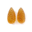 Citrine Gemstone Carving: 67.60cts Natural Untreated Unheated Yellow Citrine Hand Carved Teardrops Shape 28mm Pair November Birthstone