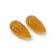 Citrine Gemstone Carving: 67.60cts Natural Untreated Unheated Yellow Citrine Hand Carved Teardrops Shape 28mm Pair November Birthstone