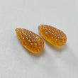 Citrine Gemstone Carving: 67.60cts Natural Untreated Unheated Yellow Citrine Hand Carved Teardrops Shape 28mm Pair November Birthstone