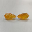 Citrine Gemstone Carving: 67.60cts Natural Untreated Unheated Yellow Citrine Hand Carved Teardrops Shape 28mm Pair November Birthstone