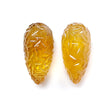 Citrine Gemstone Carving: 90.70cts Natural Untreated Unheated Yellow Citrine Hand Carved Teardrops Shape 31mm Pair November Birthstone