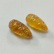 Citrine Gemstone Carving: 90.70cts Natural Untreated Unheated Yellow Citrine Hand Carved Teardrops Shape 31mm Pair November Birthstone