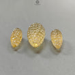 Citrine Gemstone Carving: 42.40cts Natural Untreated Yellow Citrine Hand Carved Teardrops Shape 23mm - 28mm 3pcs Set November Birthstone