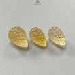 Citrine Gemstone Carving: 64.60cts Natural Untreated Yellow Citrine Hand Carved Teardrops Shape 21mm - 22mm 3pcs Set November Birthstone