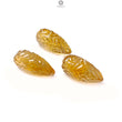 Citrine Gemstone Carving: 81.30cts Natural Untreated Yellow Citrine Hand Carved Teardrops Shape 26mm - 27mm 3pcs Set November Birthstone