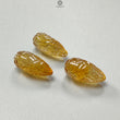 Citrine Gemstone Carving: 81.30cts Natural Untreated Yellow Citrine Hand Carved Teardrops Shape 26mm - 27mm 3pcs Set November Birthstone