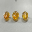 Citrine Gemstone Carving: 81.30cts Natural Untreated Yellow Citrine Hand Carved Teardrops Shape 26mm - 27mm 3pcs Set November Birthstone