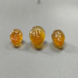 Citrine Gemstone Carving: 84.70cts Natural Untreated Yellow Citrine Hand Carved Teardrops Shape 24mm - 27mm 3pcs Set November Birthstone