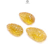 Citrine Gemstone Carving: 89.00cts Natural Untreated Yellow Citrine Hand Carved Teardrops Shape 22mm - 26mm 3pcs Set November Birthstone