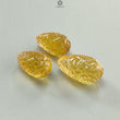 Citrine Gemstone Carving: 89.00cts Natural Untreated Yellow Citrine Hand Carved Teardrops Shape 22mm - 26mm 3pcs Set November Birthstone