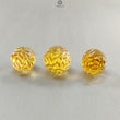 Citrine Gemstone Carving: 89.00cts Natural Untreated Yellow Citrine Hand Carved Teardrops Shape 22mm - 26mm 3pcs Set November Birthstone