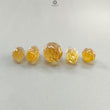 Citrine Gemstone Carving: 53.20cts Natural Untreated Yellow Citrine Hand Carved Teardrops Shape 16mm - 24mm 5pcs Set November Birthstone