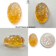 Citrine Gemstone Carving: Natural Untreated Unheated Yellow Citrine Gemstone Hand Carved Oval Shape 1pc For Jewelry