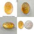 Citrine Gemstone Carving: Natural Untreated Unheated Yellow Citrine Gemstone Hand Carved Oval Shape 1pc For Jewelry