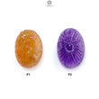 Citrine & Amethyst Quartz Gemstone Carving: Natural Untreated Unheated Yellow Citrine Purple Amethyst Hand Carved Oval Shape 1pc For Jewelry