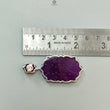 Purple Onyx Carving Silver Earring: 13.98gms Natural Onyx Hand Carved Hexagon Shape 925 Sterling Silver Prong Set Push Back Stud Earring 2"